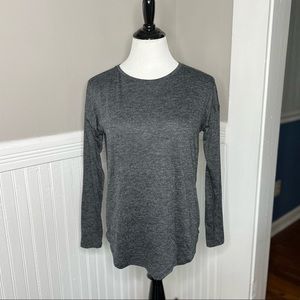 Ann Taylor dark gray long sleeve top with zipper detail back A8-27